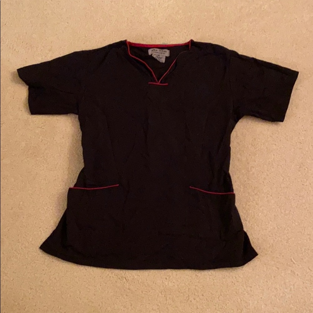 ⭐️M&M Scrubs XS Black/Red Scrub Top